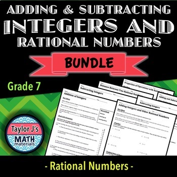 Preview of Adding and Subtracting Integers and Rational Numbers Worksheet Bundle