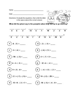 Preview of Adding and Subtracting Integers puzzle worksheet with Absolute Value