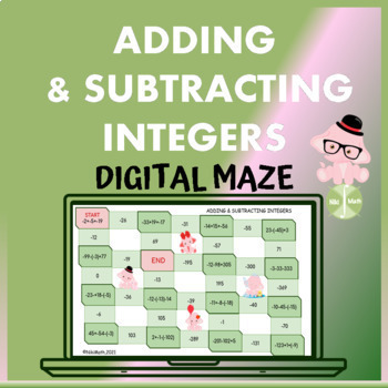 Preview of Adding and Subtracting Integers (three addends) - Digital Maze