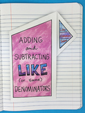 Doodle - Adding and Subtracting Like Denominators Notebook