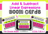 Adding and Subtracting Linear Expressions Boom Cards-Freeb