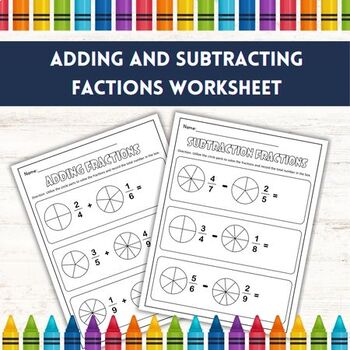 Preview of Additions and Subtractions Math Fractions Common Denominators Worksheets