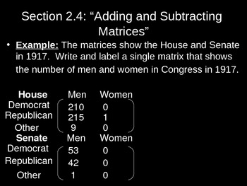 Preview of Adding and Subtracting Matrices