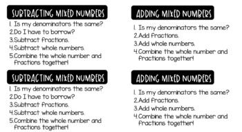 Preview of Adding and Subtracting Mixed Number-Fractions CHEAT SHEET