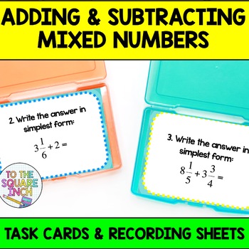 Preview of Adding and Subtracting Mixed Numbers Task Cards