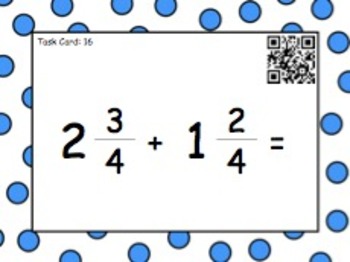 Preview of Adding and Subtracting Mixed Numbers (Task Cards/QR Codes)