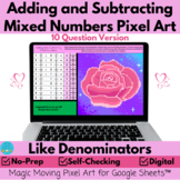 Adding and Subtracting Mixed Numbers Valentines Day Pixel 