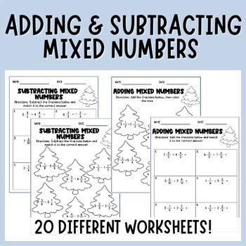 Preview of Adding and Subtracting Mixed Numbers | Winter | Christmas | Fractions