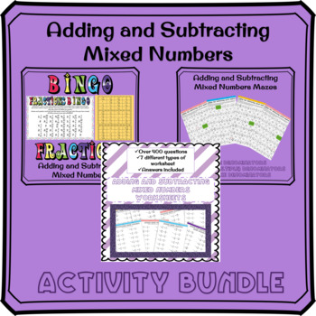 Preview of Adding and Subtracting Mixed Numbers activities and Worksheets