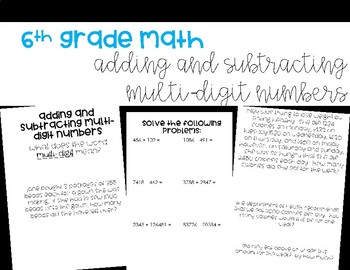 Adding and Subtracting Multi-Digit Numbers Foldable by Teaching to Middles