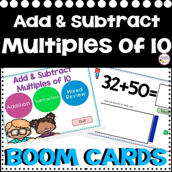Preview of Adding and Subtracting Multiples of 10 - BOOM CARDS