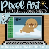 Adding and Subtracting Multiples of 10 Pixel Art Math for 