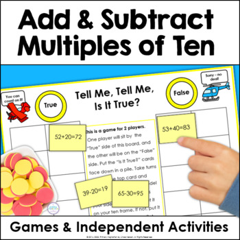 Preview of Adding and Subtracting Ten and Multiples of Ten - Place Value Math Center Games