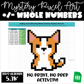 Preview of Adding and Subtracting Mystery Pixel Art | No Prep Digital Activity | FREEBIE