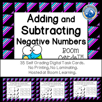Preview of Adding and Subtracting Negative Numbers Boom Cards--Digital Task Cards