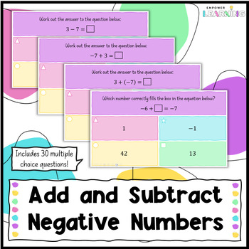Preview of Adding and Subtracting Negative Numbers Multiple Choice Quiz