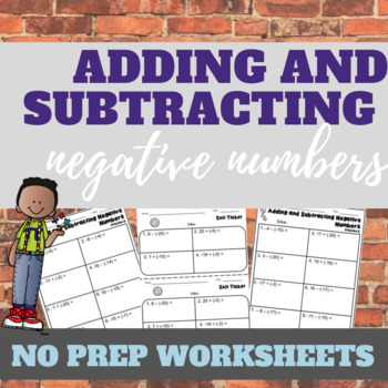 Preview of Adding and Subtracting Negative Numbers Worksheets