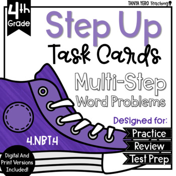 Preview of Adding and Subtracting Numbers Math Multi-Step Word Problems Task Cards GOOGLE