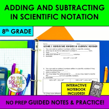 Preview of Adding and Subtracting Numbers in Scientific Notation Notes & Practice