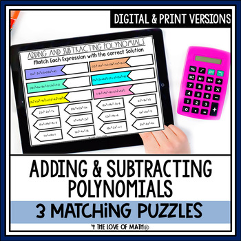 Preview of Adding and Subtracting Polynomials Activity: Google Drive Matching Pages