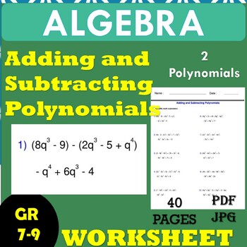 Preview of Adding and Subtracting Polynomials -  2 Polynomials