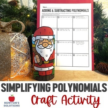 Preview of Adding and Subtracting Polynomials Color by Number Christmas Craft