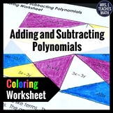 Add and Subtract Polynomials Coloring Worksheet