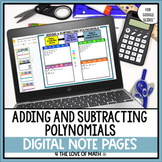 Adding and Subtracting Polynomials Digital Notes For Googl
