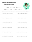 Adding and Subtracting Polynomials Joke Worksheet with Answer Key
