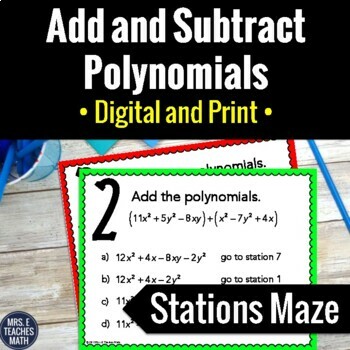Preview of Add and Subtract Polynomials Activity | Digital and Print