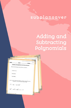 Preview of Adding and Subtracting Polynomials: Worksheet and Answer Key ONLY