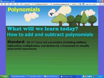 Preview of Adding and Subtracting Polynomials by Katie Hill