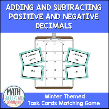 Preview of Adding and Subtracting Positive and Negative Decimals Winter Matching Game