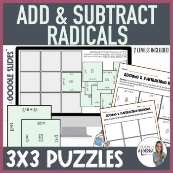 Preview of Adding and Subtracting Radical expressions |  Digital and Printable 3x3 Puzzles