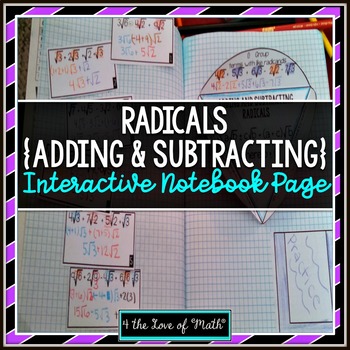 Preview of Adding and Subtracting Radicals (Square Roots) Interactive Notebook Page