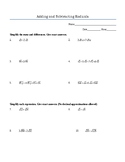 Adding and Subtracting Radicals Worksheet (Includes Variables)
