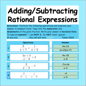 Preview of Adding and Subtracting Rational Expressions