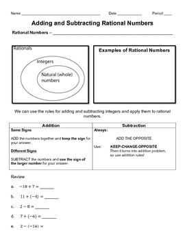 Preview of Adding and Subtracting Rational Numbers - Complete Lesson