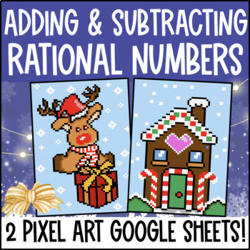 Preview of Adding and Subtracting Rational Numbers Digital Pixel Art | Fractions Decimals