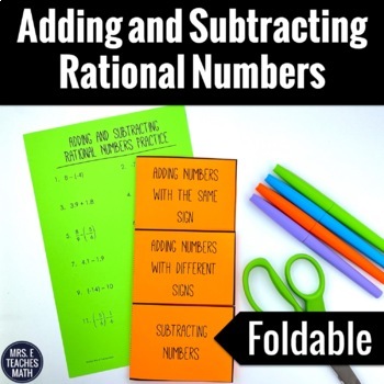 Adding and Subtracting Rational Numbers Foldable by Mrs E Teaches Math