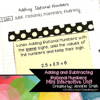 Preview of Adding and Subtracting Rational Numbers (Integers) Mini Interactive Unit