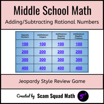 Preview of Adding and Subtracting Rational Numbers Jeopardy Review Game