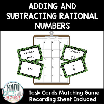 Preview of Adding and Subtracting Rational Numbers Task Cards Matching Game
