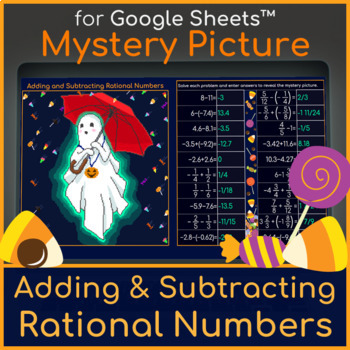 Preview of Adding and Subtracting Rational Numbers | Mystery Picture Halloween Ghost