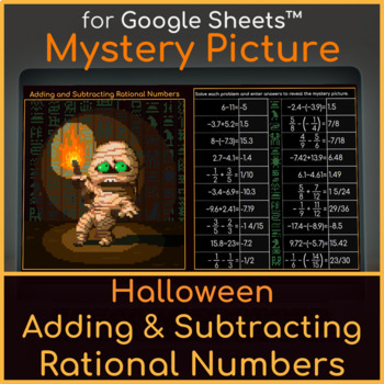 Preview of Adding and Subtracting Rational Numbers | Mystery Picture Halloween Mummy