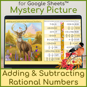 Preview of Adding and Subtracting Rational Numbers | Mystery Picture Pixel Art | Deer