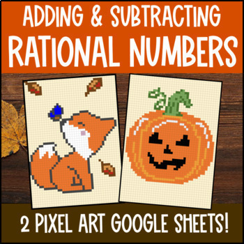 Preview of Adding and Subtracting Rational Numbers Pixel Art | Fractions Integers Decimals