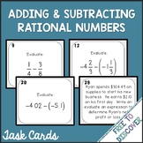 Adding and Subtracting Rational Numbers Task Cards Activity