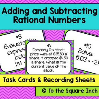 Preview of Adding and Subtracting Rational Numbers Task Cards