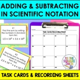 Adding and Subtracting in Scientific Notation Task Cards P